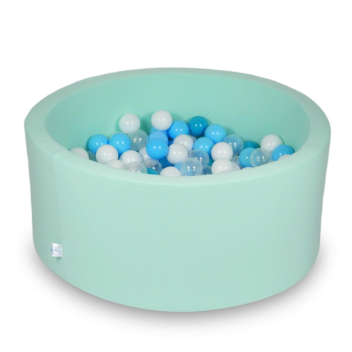 Ball Pit 90x40cm mint with balls 300pcs: turquoise, white, transparent, baby blue
