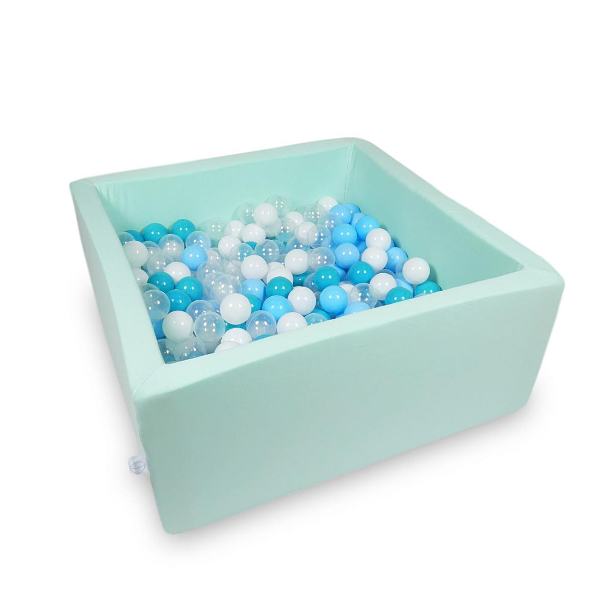 Bällebad  90x90x40cm Minze mit Bällen 400 Stück: türkis, weiss, transparent, hellcyan