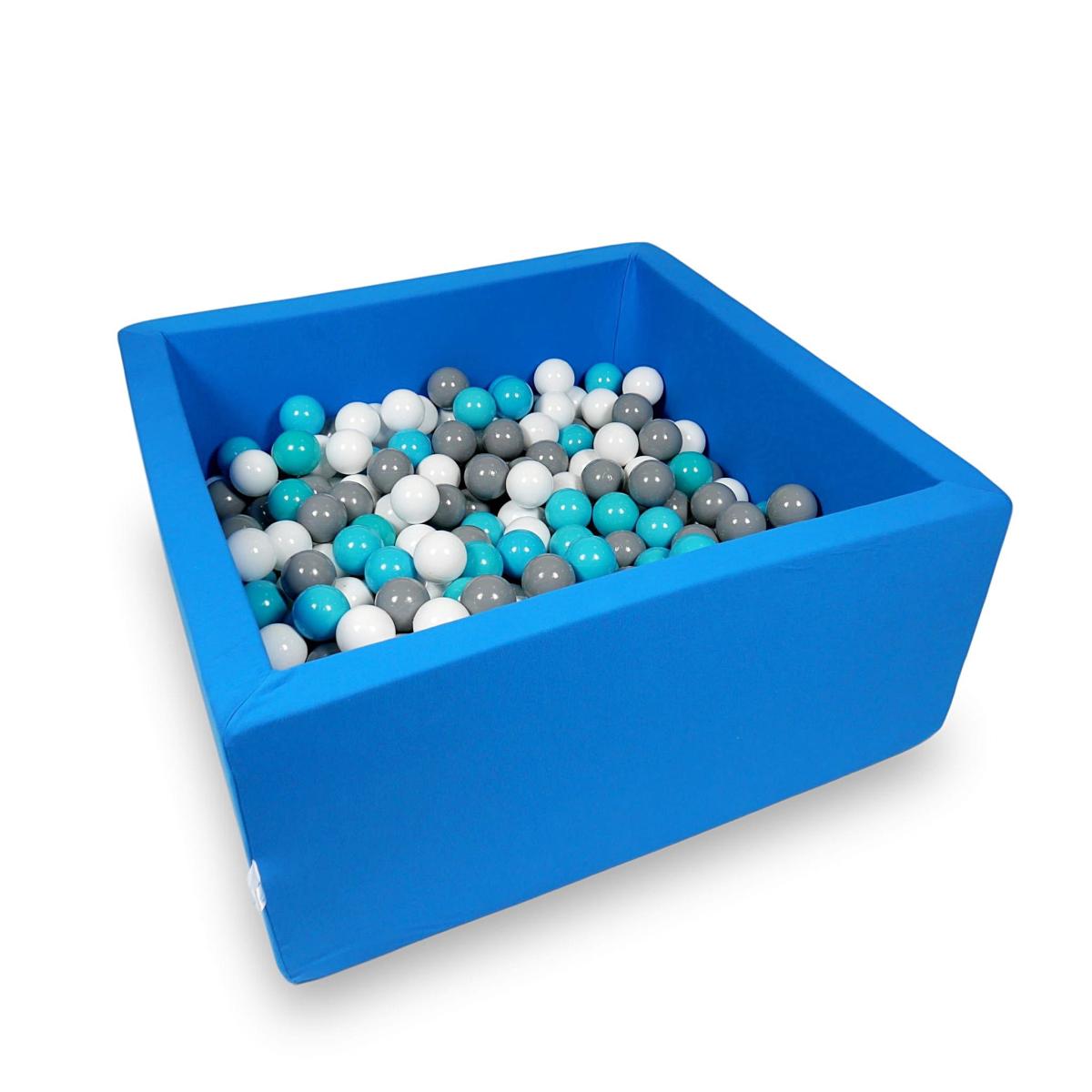 Ball Pit 90x90x40cm azure with balls 400pcs: white, gray, turquoise