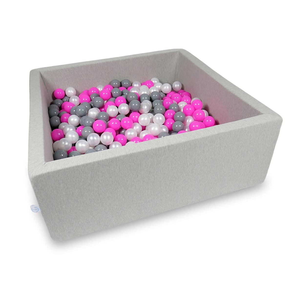 Ball Pit 110x110x40cm light gray with balls 600pcs: pink, pearl, gray