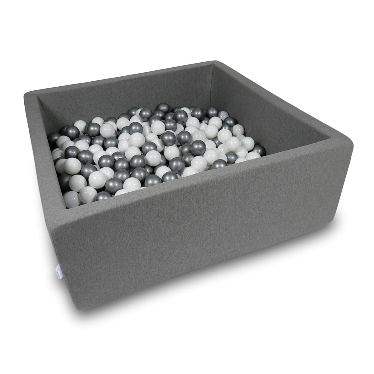 Ball Pit 110x110x40cm gray with balls 600pcs: white, silver