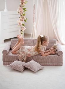 Mini Sofa do zabawy Montessori Standard Sztruks Jasny róż