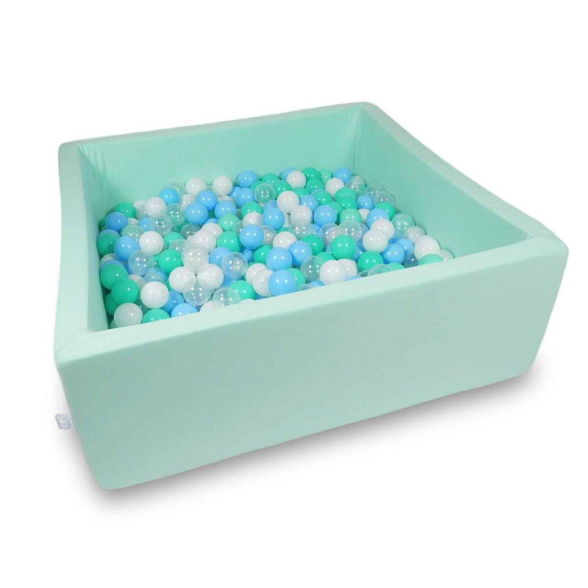 Ball Pit 110x110x40cm mint with balls 600pcs: baby blue, transparent, mint, white