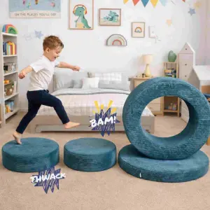 Modułowa pufa do zabawy Sztruks Niebieski