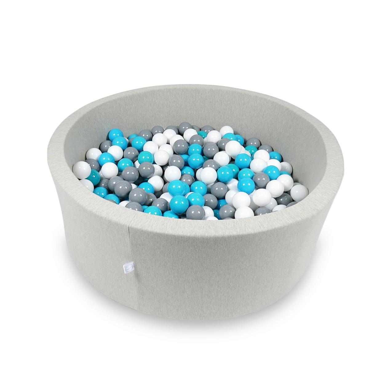 Ball Pit 110x40cm light gray with balls 500pcs: turquoise, white, gray
