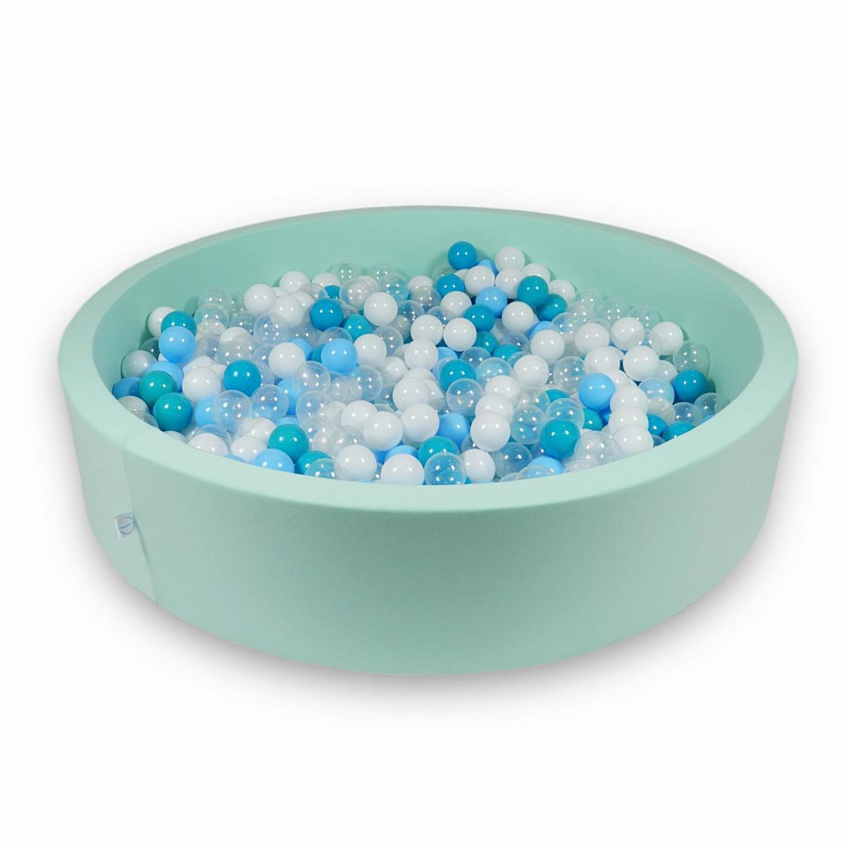Bällebad  130x30cm Minze mit Bällen 600 Stück: türkis, weiss, transparent, hellcyan