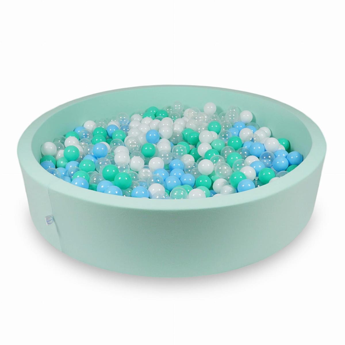 Bällebad  130x30cm Minze mit Bällen 600 Stück: hellcyan, transparent, minze, weiss