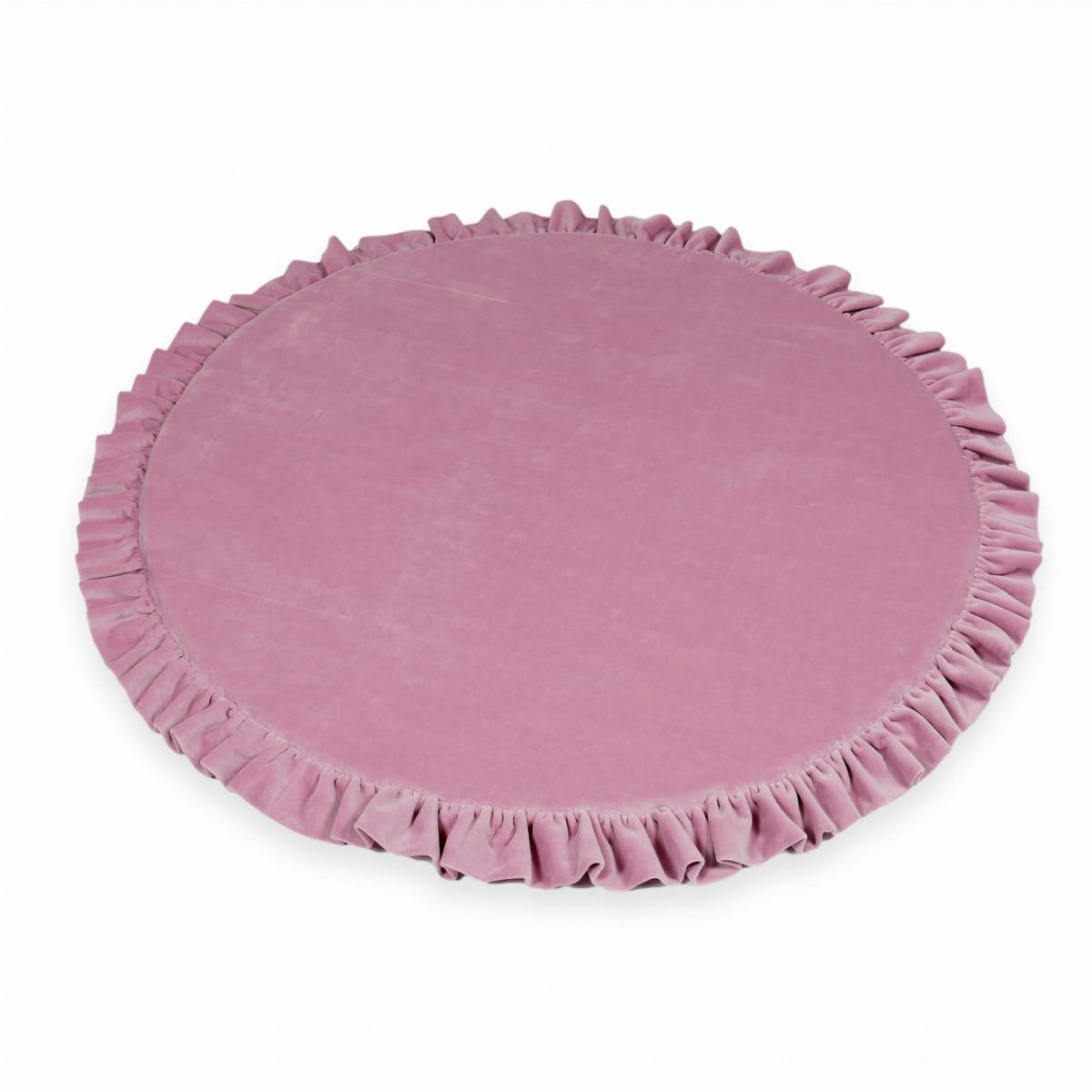 Play mat 100cm for children, round with a frill, Velvet Soft Rose