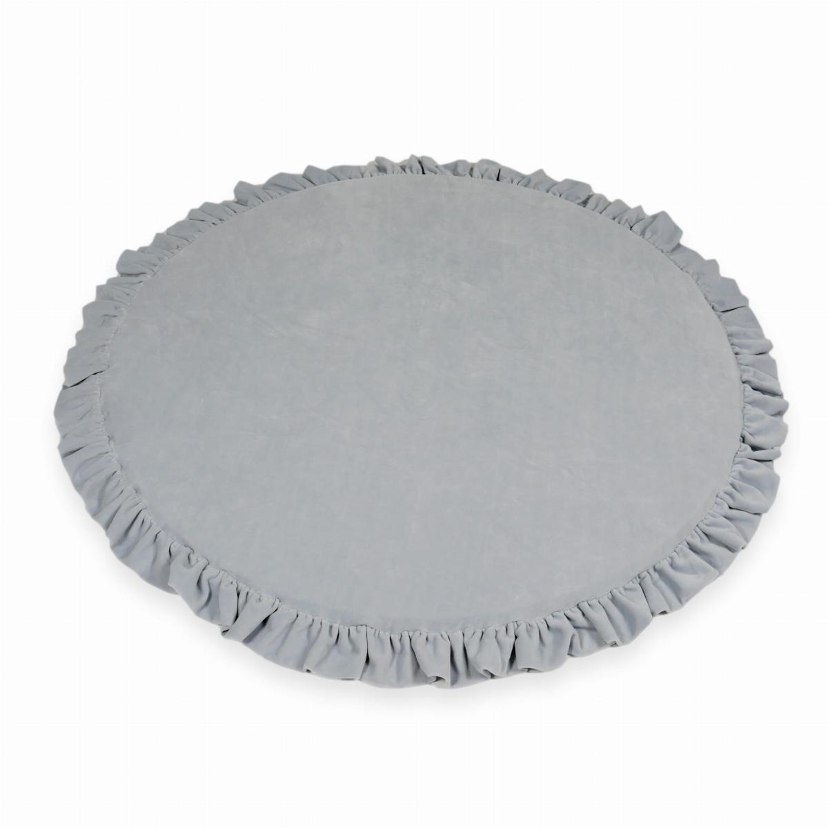Play mat 100cm for children, round with a frill, Velvet Soft Light Gray