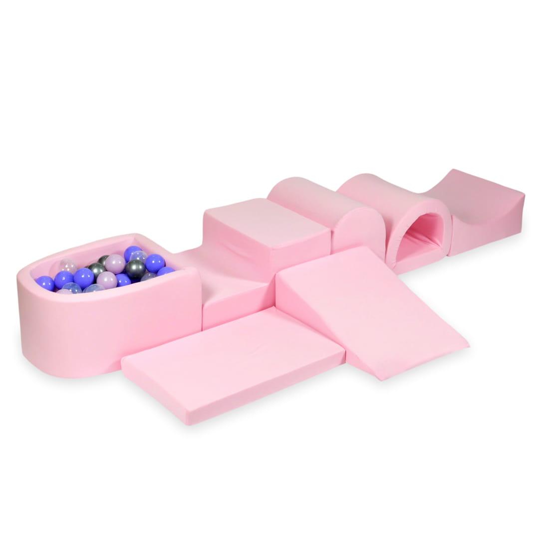 Der größte Schaumstoff Spielplatz mit Mikropool puderrosa + 100 Bällen: rosa perle, silber, transparent, heidekraut