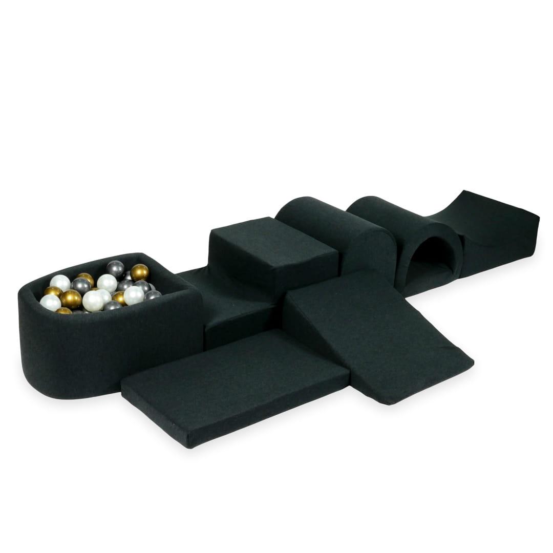 Der größte Schaumstoff Spielplatz mit Mikropool graphit + 100 Bällen: altes gold, metallischer graphit, perle
