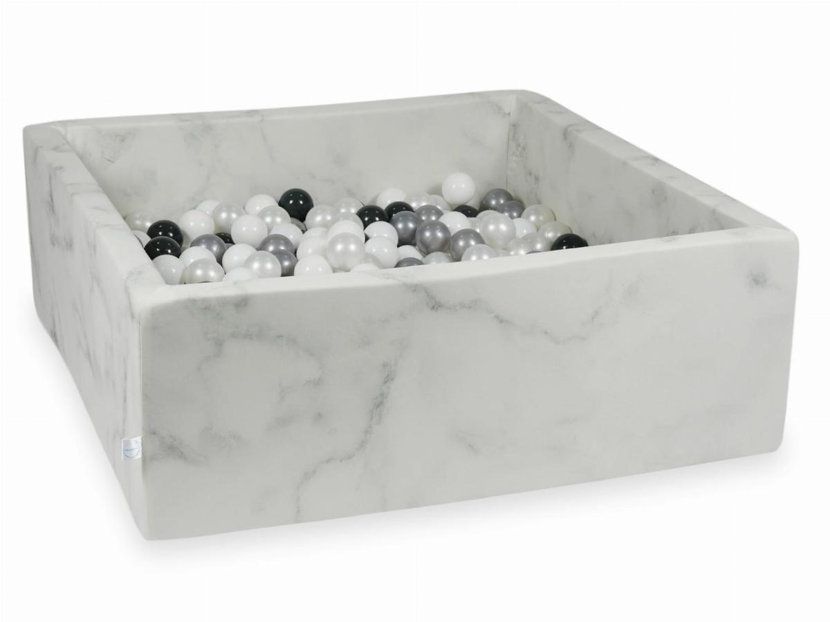 Ball Pit 110x110x40 marble with balls 600pcs: transparent, white, pearl, baby pink, rosegold
