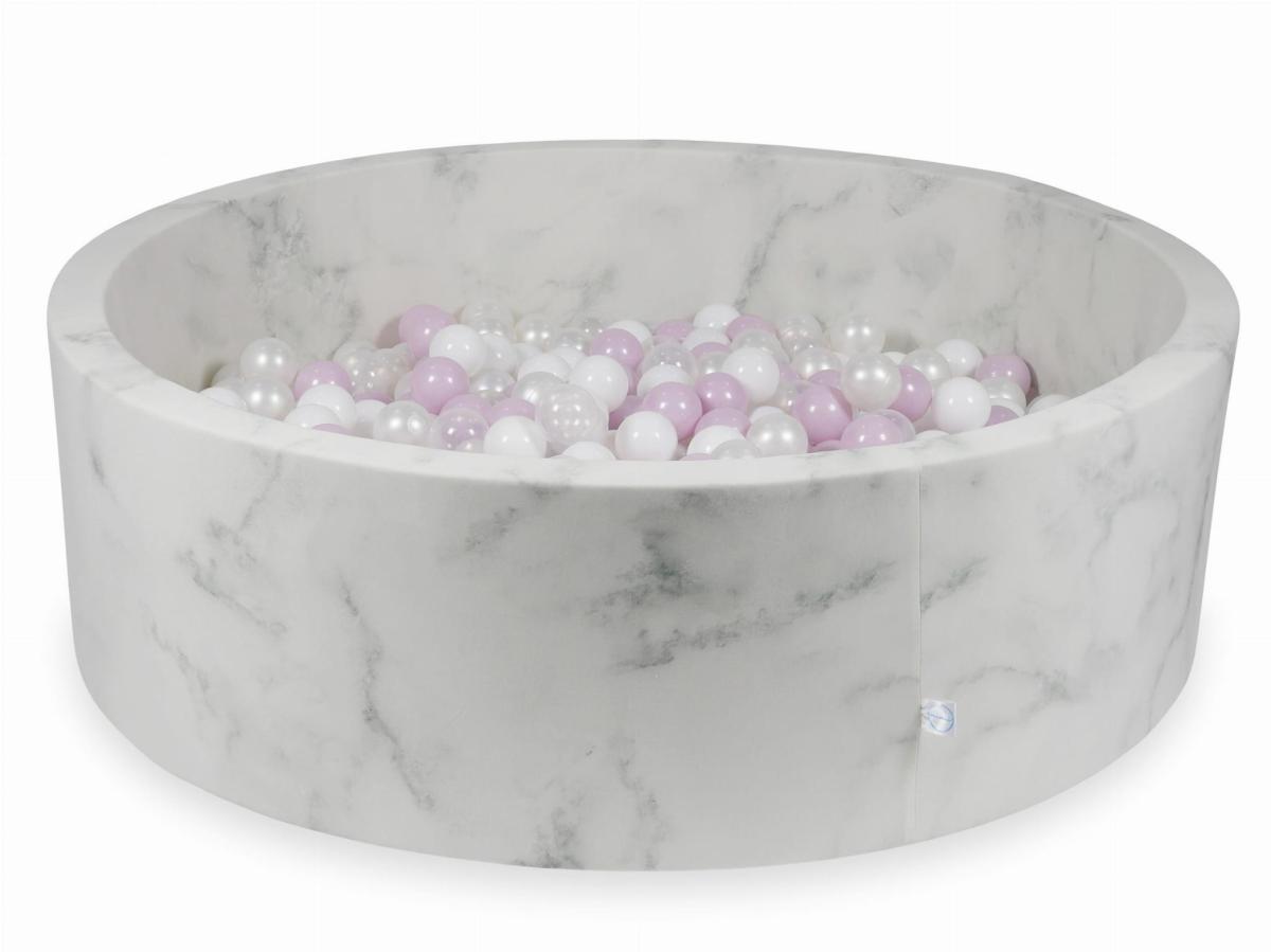 Ball Pit 130x40 marble with balls 700pcs: baby pink pearl, white, transparent, pearl