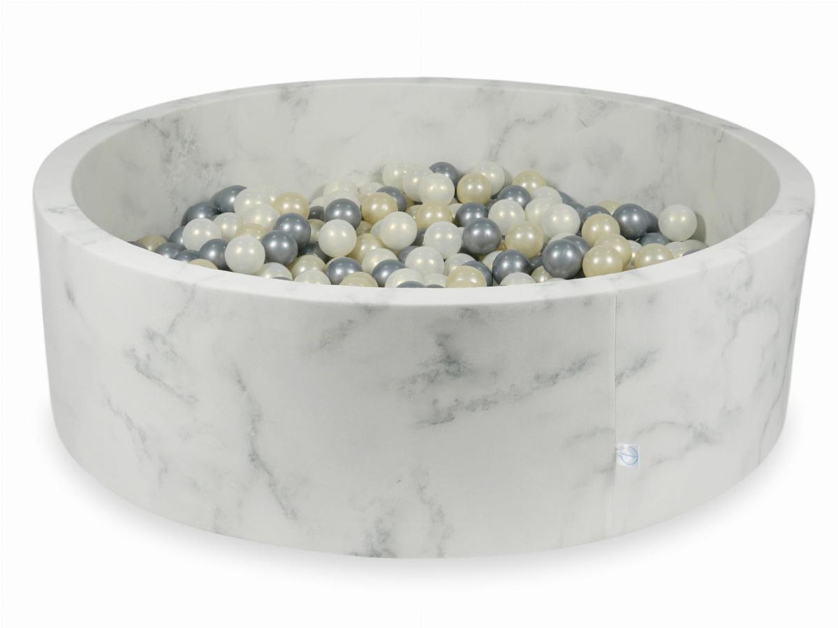 Ball Pit 130x40 marble with balls 700pcs: light gold, silver, mermaid effect