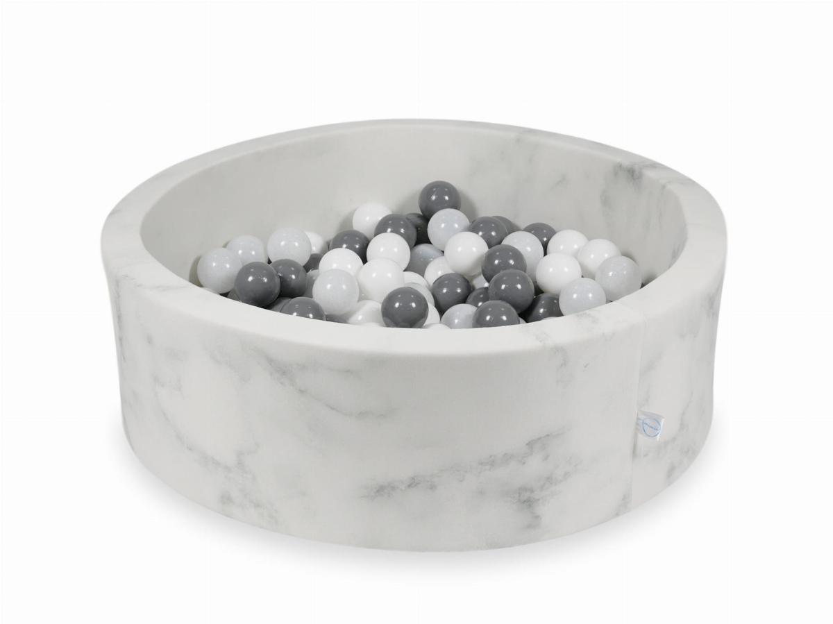 Ball Pit 90x30 marble with balls 200pcs: white, gray, wooly white