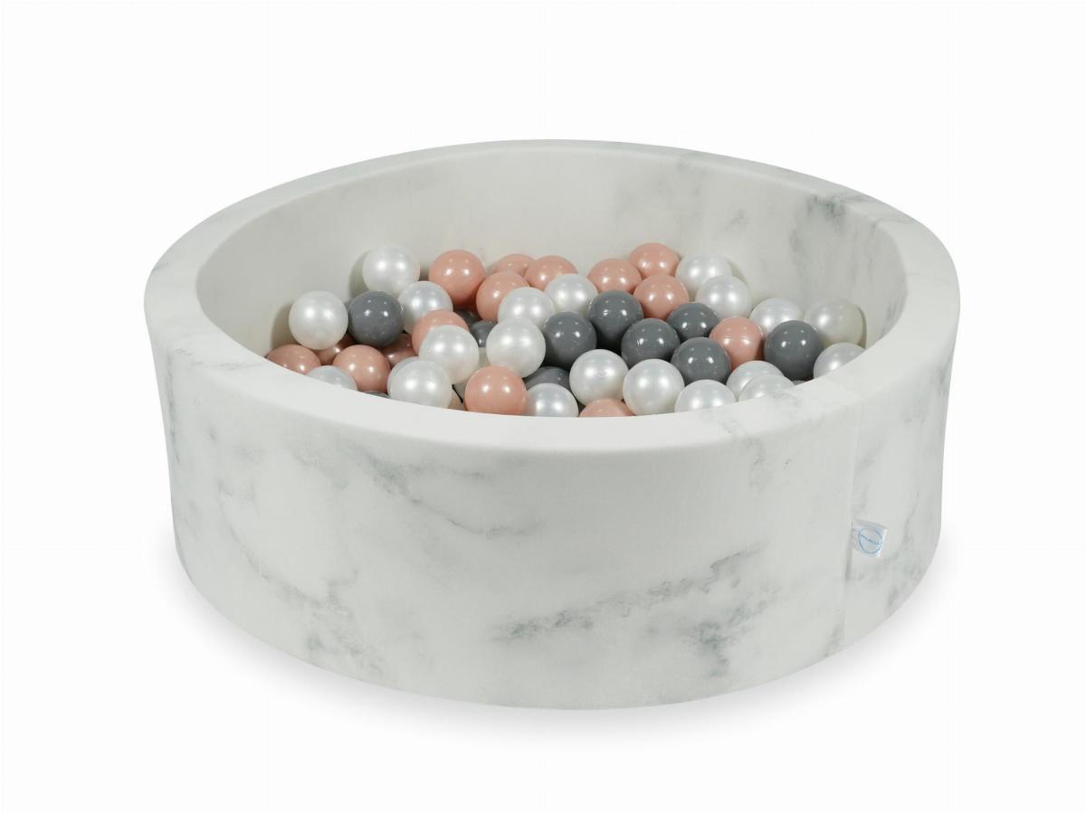 Ball Pit 90x30 marble with balls 200pcs: rosegold, gray, pearl