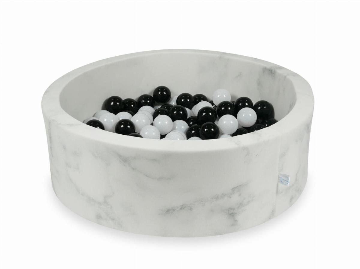 Ball Pit 90x30 marble with balls 200pcs: black, wooly white
