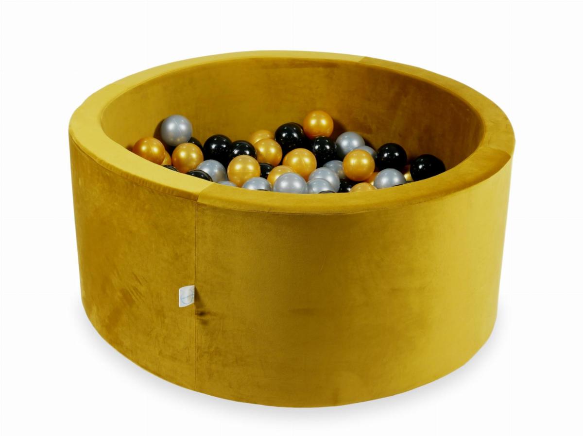 Ball Pit with balls 300pcs 90x40 velvet gold: silver, gold, black