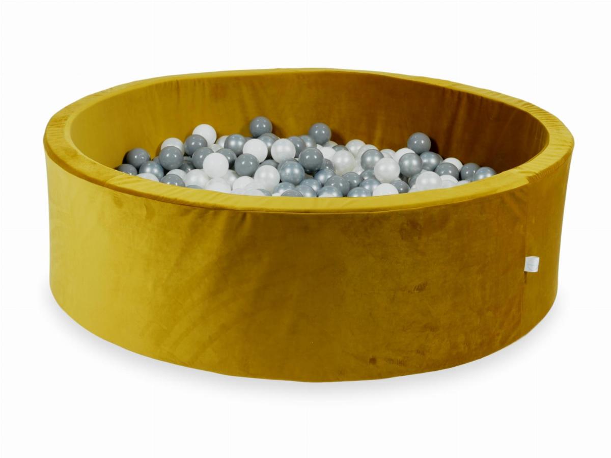 Bällebad Ohne Bälle 700 Stück 130x40 Velvet Gold: weiss, silber, perle, grau