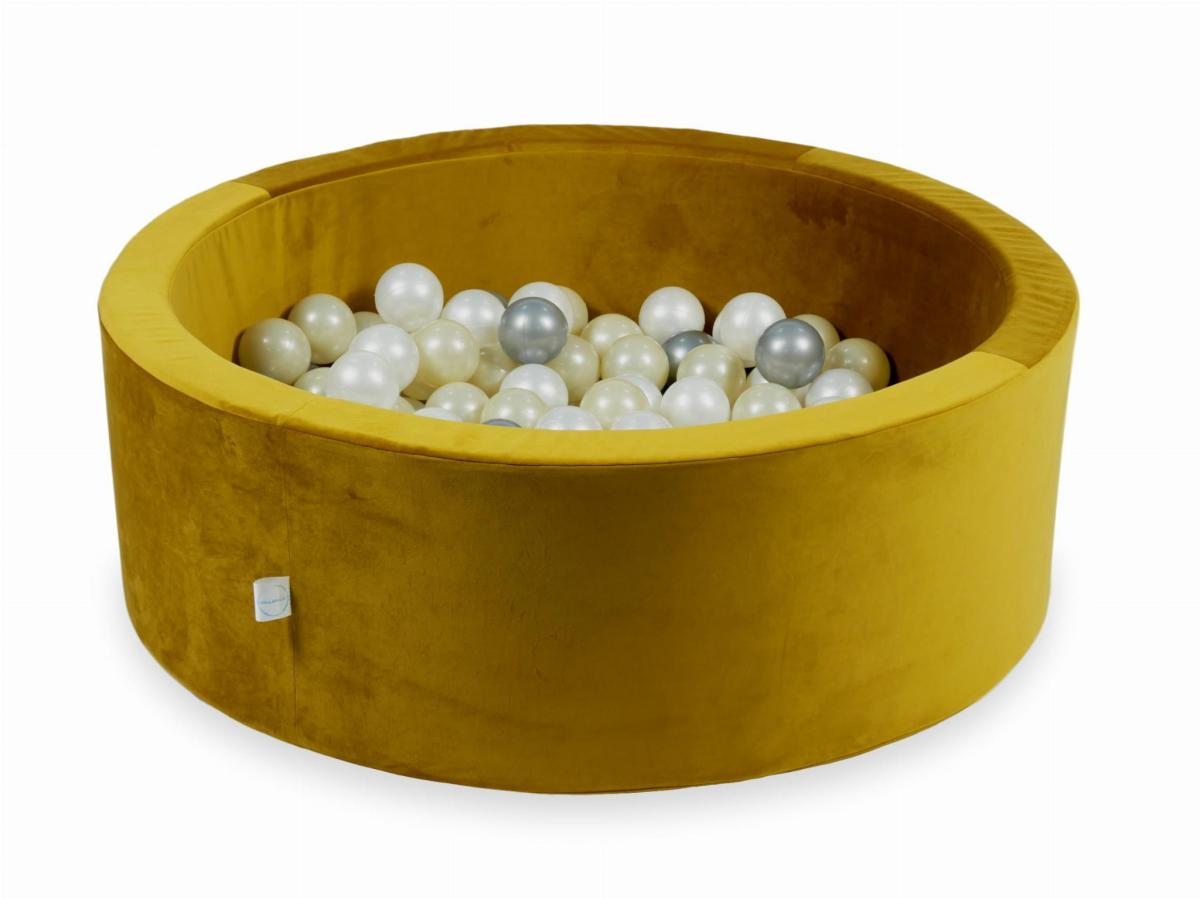 Ball Pit with balls 200pcs 90x30 velvet gold: light gold, silver, pearl