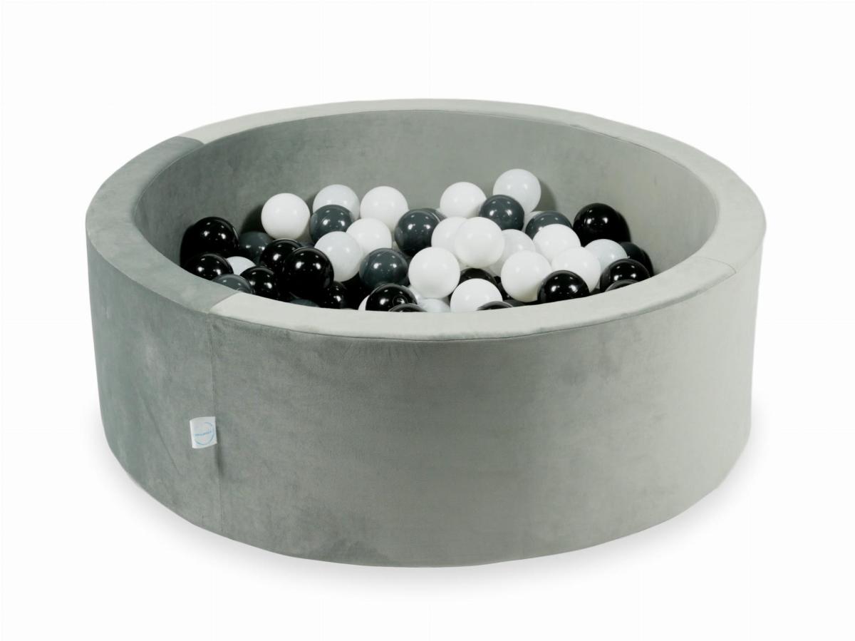 Ball Pit with balls 200pcs 90x30 velvet gray: white, graphite, black, wooly white