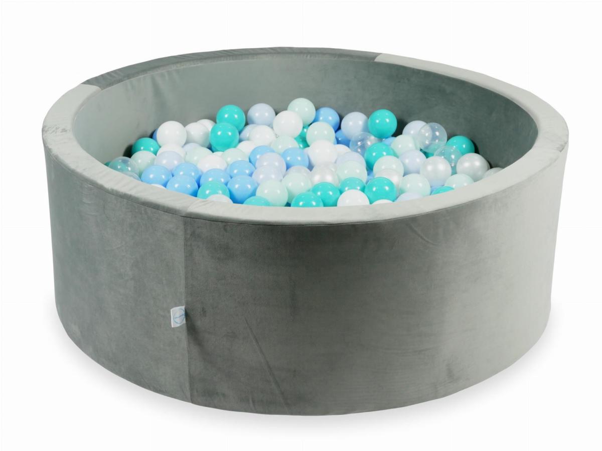 Bällebad Ohne Bälle 500 Stück 110x40 Velvet Grau: helle minze, türkis, hellcyan, hellblaue perle, perle, weiss, transparent