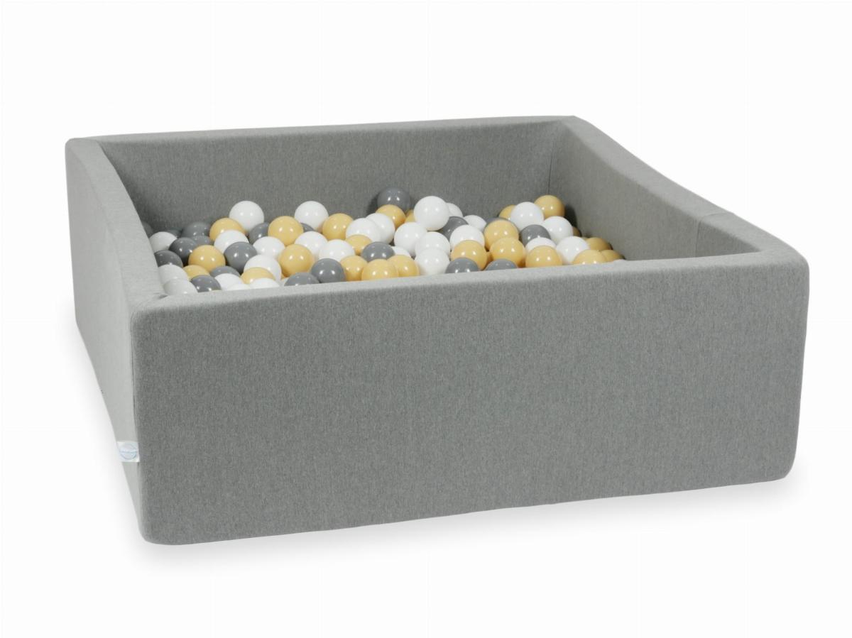 Suchy basen szary 110x110x40 z piłeczkami 600 sztuk: białe, szare, beżowe