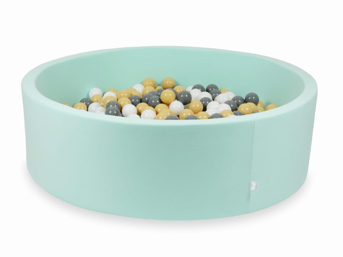 Suchy basen miętowy 130x40 z piłeczkami 700 sztuk: beżowe, szare, białe