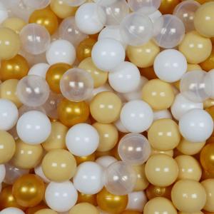 Balls for ballpit ø7cm 100pcs white, transparent, gold, beige