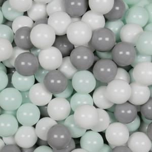 Balls for ballpit ø7cm 100pcs white, grey, light mint