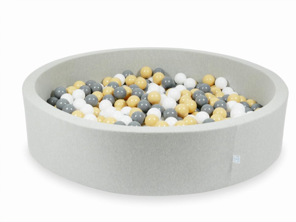 Bällebad  Hellgrau 130x30 mit Bällen 600 Stück: beige, grau, weiss
