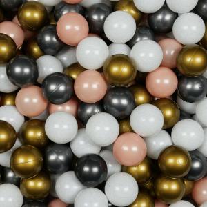 Balls for ballpit ø7cm 150pcs wooly white, metallic graphite, rosegold, old gold