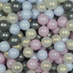 Balls for ballpit ø7cm 150pcs pink pearl, light blue pearl, mermaid effect, silver