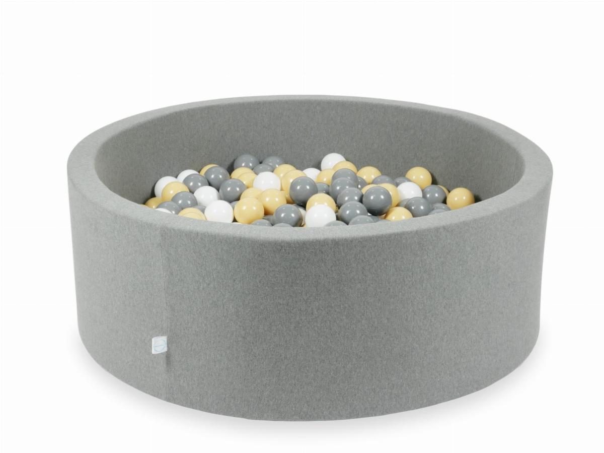 Suchy basen szary 110x40 z piłeczkami 500 sztuk: białe, szare, beżowe