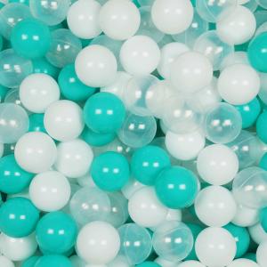 Balls for ballpit ø7cm 300pcs white, transparent, turquoise