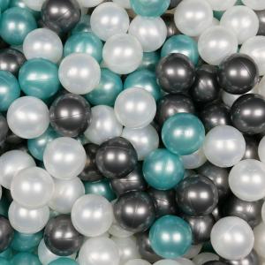 Balls for ballpit ø7cm 300pcs pearl, metallic turquoise, metallic graphite