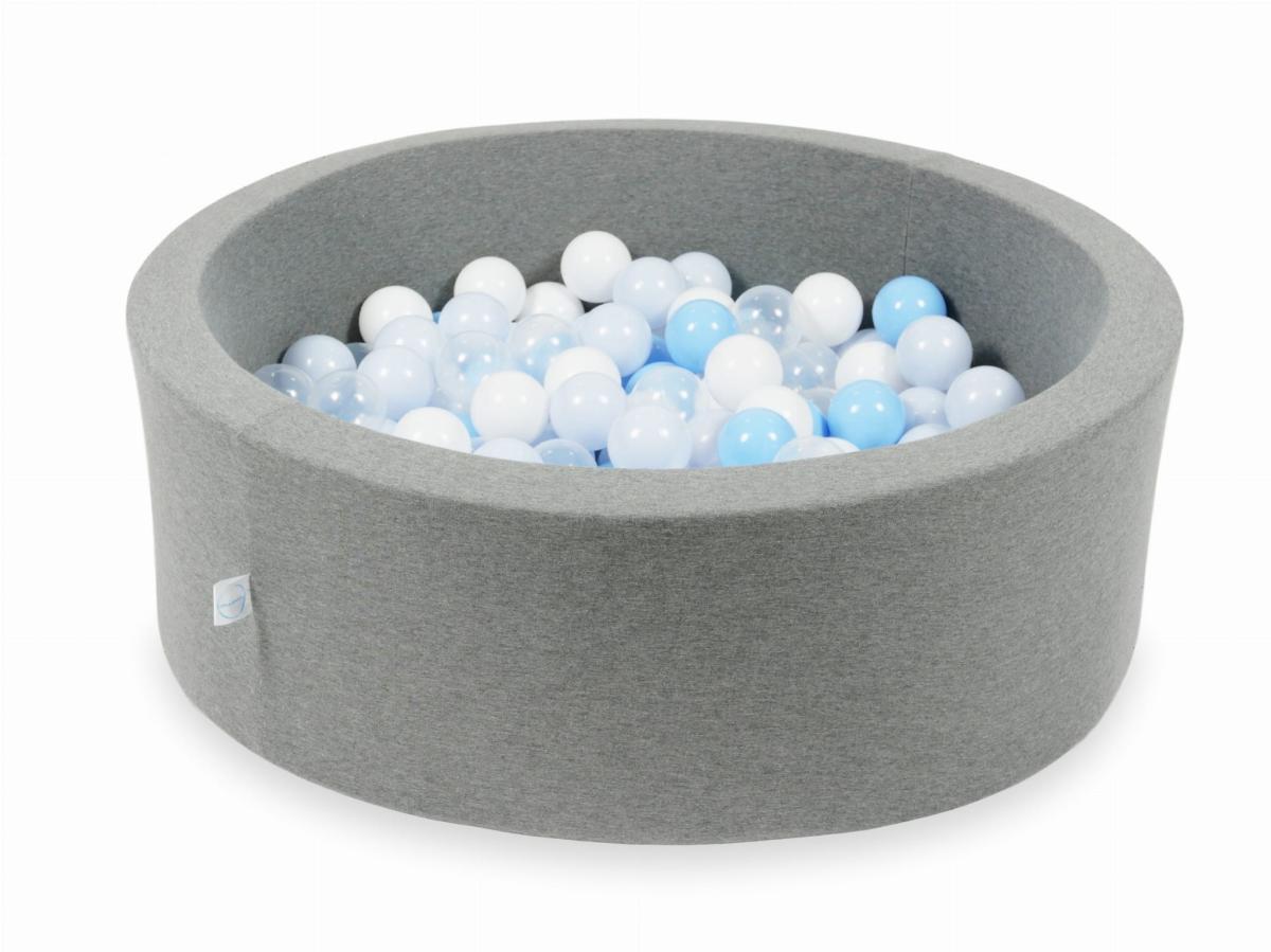 Ball Pit gray 90x30 with balls 200pcs: transparent, white, baby blue, baby blue pearl