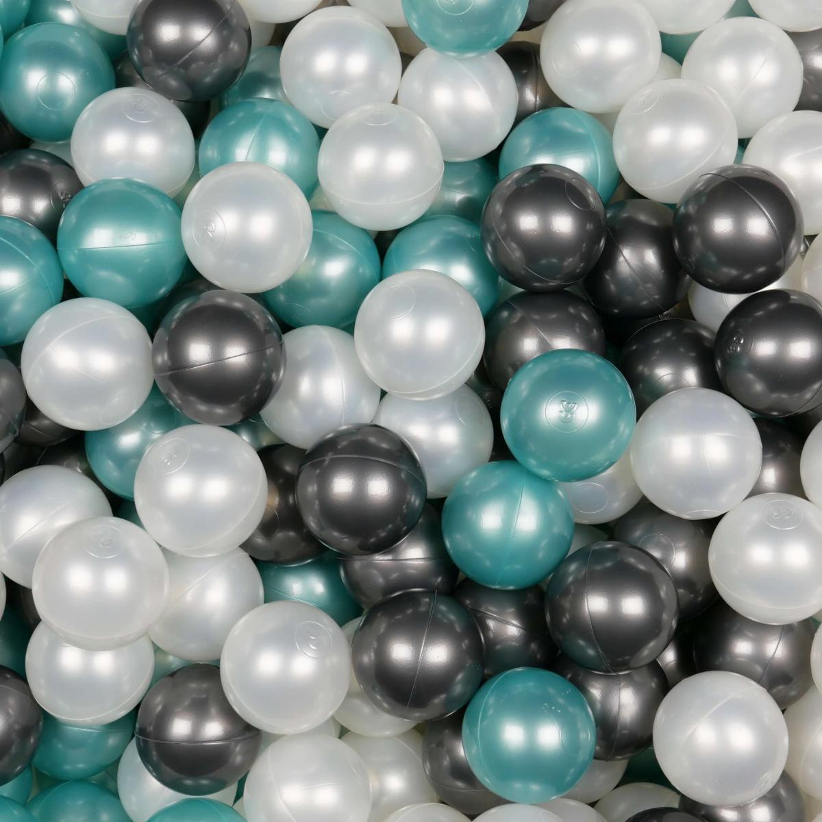 Balls for ballpit ø7cm 400pcs pearl, metallic turquoise, metallic graphite