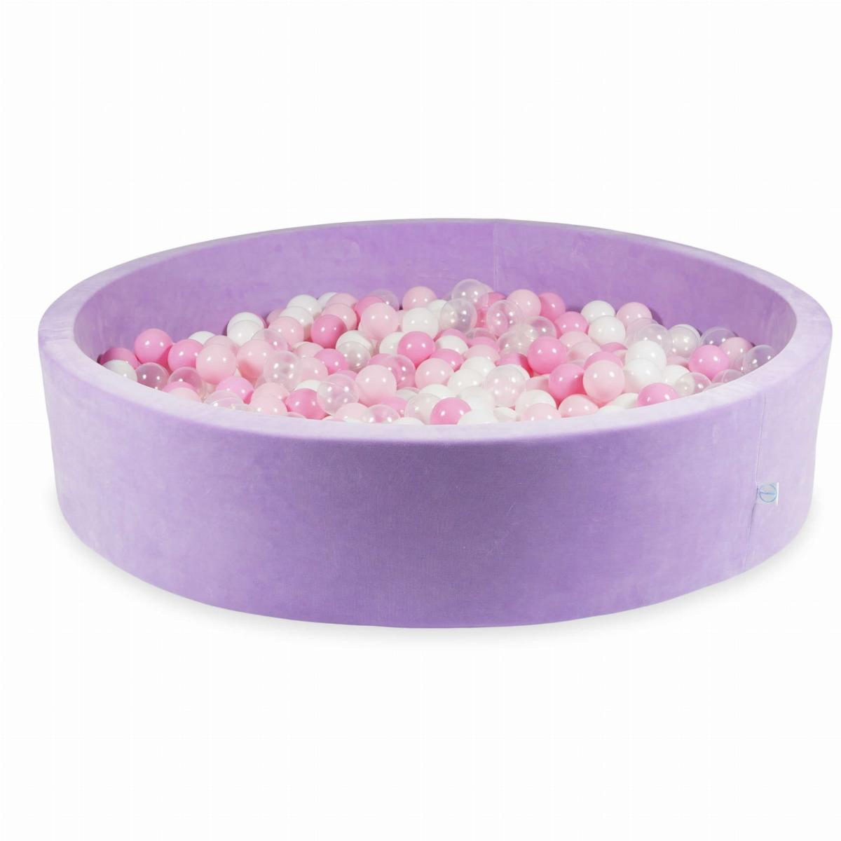 Ball Pit 130x30 Velvet Soft Purple with balls 600 pcs: transparent, white, baby pink, powder pink