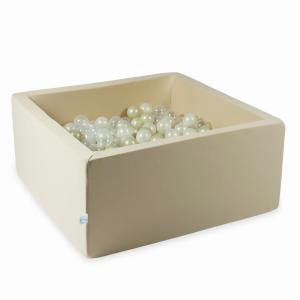 Suchy basen 90x90x40 beżowy z piłeczkami 400 szt: przezroczyste, jasnozłote, opalizujące