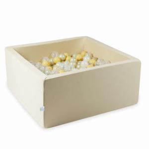 Suchy basen 90x90x40 beżowy z piłeczkami 400 szt: przezroczyste, opalizujące, jasnozłote, beżowe