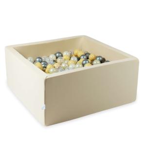 Suchy basen 90x90x40 beżowy z piłeczkami 400 szt: przezroczyste, opalizujące, jasnozłote, srebrne, beżowe
