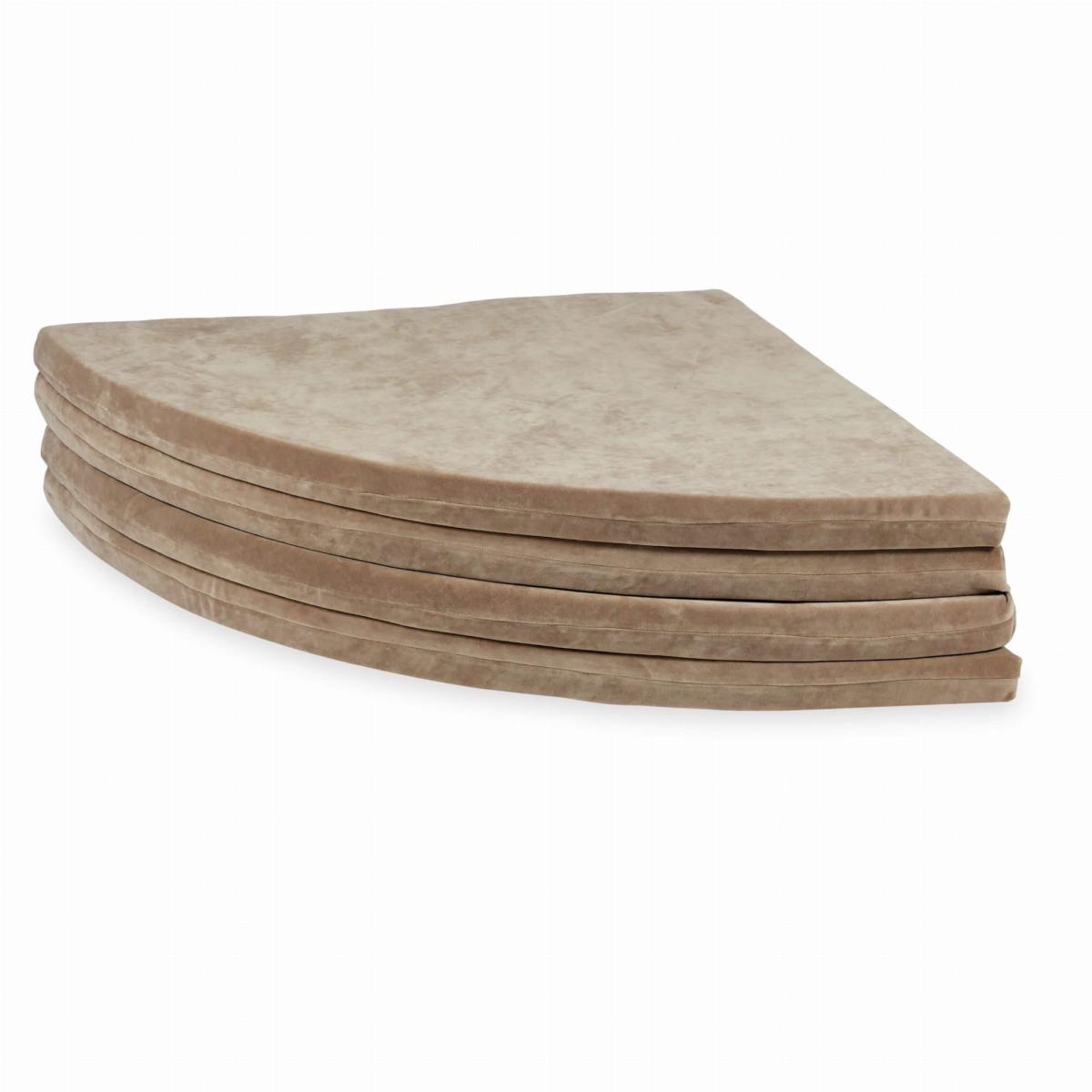 Play mat 160cm for children, round foldable, Velvet Soft Dark Beige