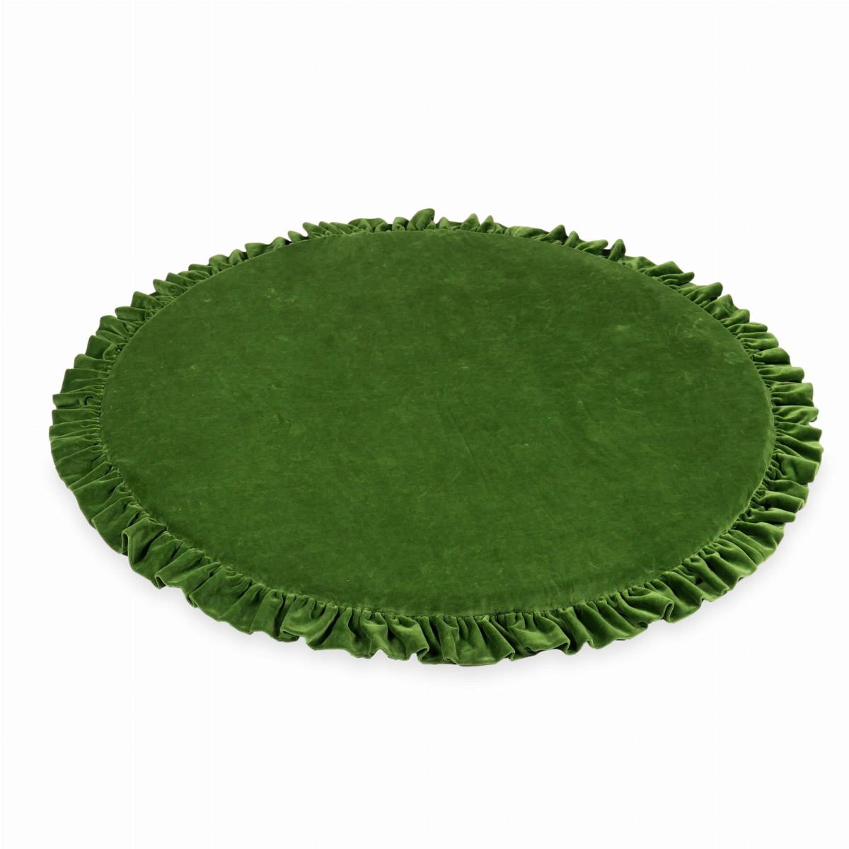 Play mat 100cm for children, round with a frill, Velvet Soft Olive