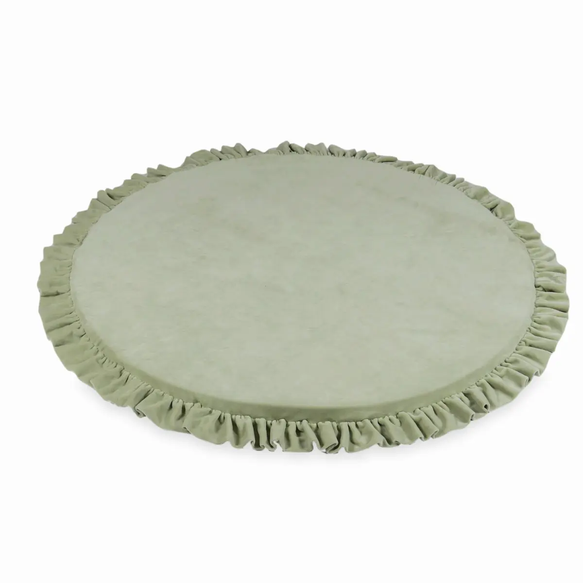 Play mat 100cm for children, round with a frill, Velvet Soft Lightmint