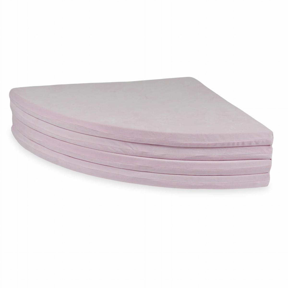 Play mat 160cm for children, round foldable, Velvet Soft Light Pink