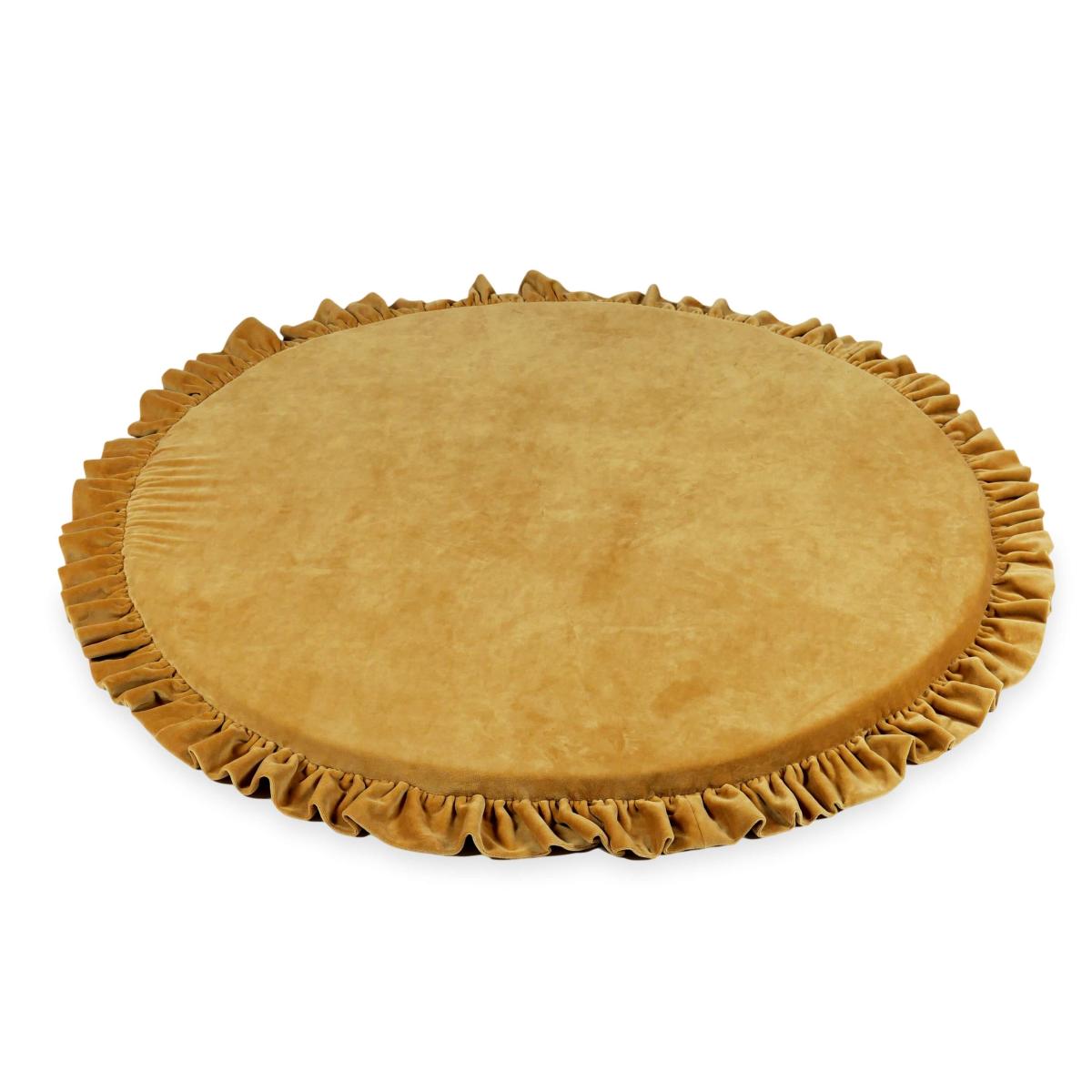 Play mat 100cm for children, round with a frill, Velvet Soft Carmel