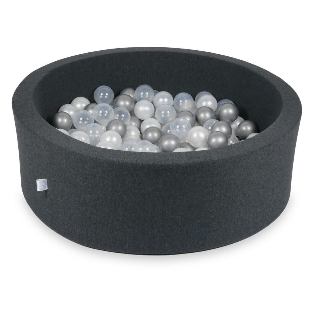 Ball Pit 90x30cm graphite with balls 200pcs: pearl, silver, transparent