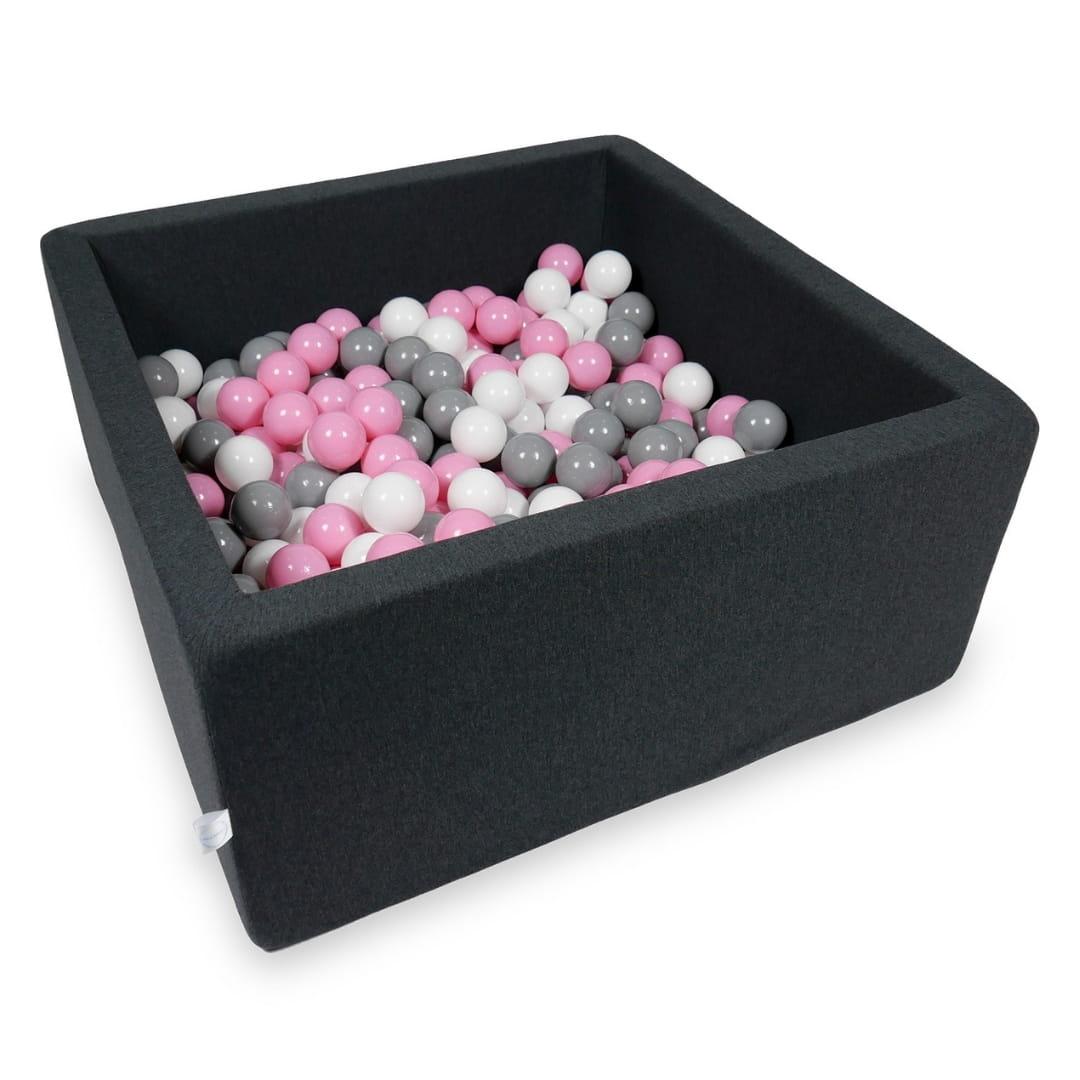 Ball Pit 90x90x40cm graphite with balls 400pcs: powder pink, gray, white