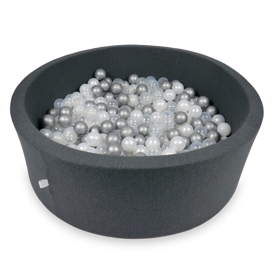 Ball Pit 110x40cm graphite with balls 500pcs: pearl, silver, transparent